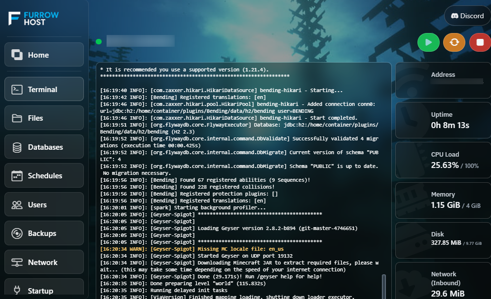 Furrow Host Control Panel